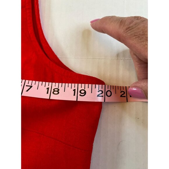 Coldwater Creek Red Sleeveless Embroidered Hem Dress With Back Zipper Size P14 - Picture 6 of 12